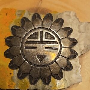 Vintage, Sterling, Hopi Sun Face Kachina pendant/brooch.